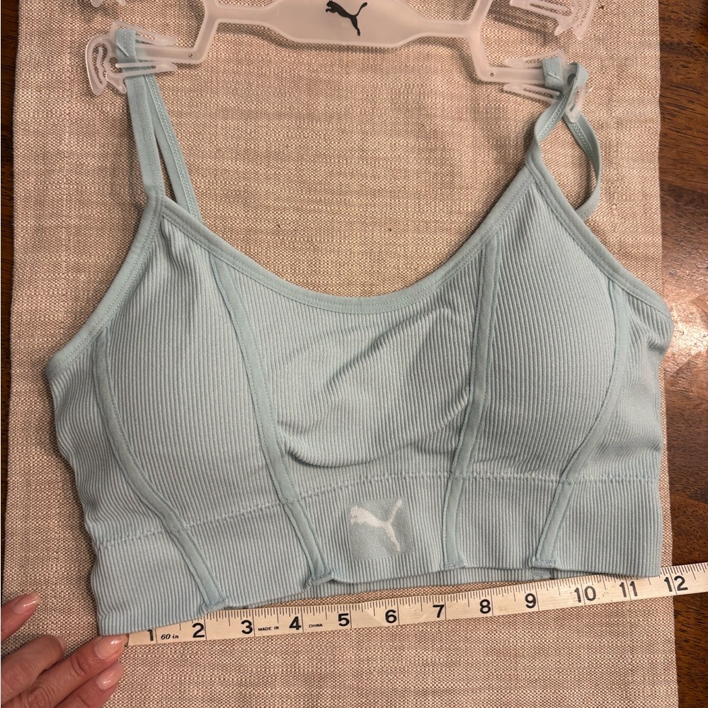 Puma Light Blue Ribbed Sports Bra Medium
